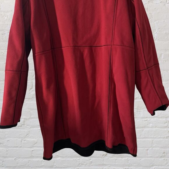 NWT Susan Graver Reversible Black Red Fleece Coat  Size  1X Full Front Button - Picture 11 of 16